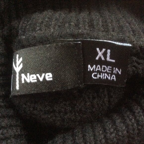 Neve Black Textured Nordic Wool Blend Mock Neck Alpine Pullover Sweater Size XL - Picture 3 of 6